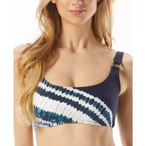 Michael Kors Womens Logo Ring U-Neck Bikini Top Swimsuit Navy Size XS NWT